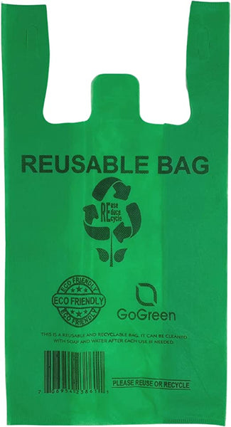 Green PP Non Woven Reusable Bags - 1/8 BBL 10X5X18 - 200 Bags - 40 GSM - Green - 10518GRNPPNWRB40 - AssurePak