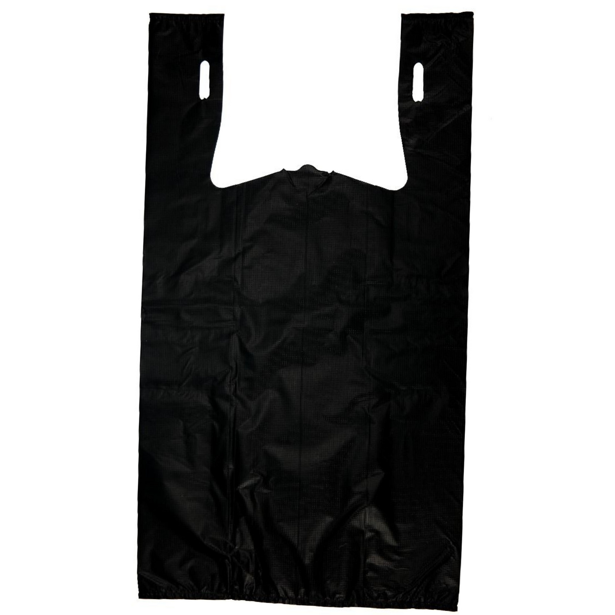 Black Unprinted HDPE T-Shirt Bags - 1/6 BBL 11.5