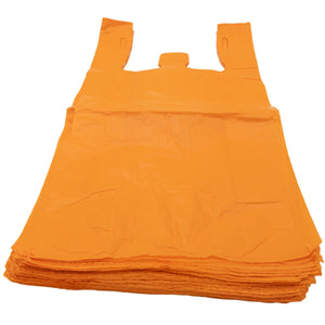 Easy Open - Colored Unprinted HDPE T-Shirt Bags - 1/6 BBL 11.5"X6"X21" - 1000 Bags - 13 microns - Orange - LOOP-ORANGE-EO - AssurePak