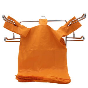 Easy Open - Colored Unprinted HDPE T-Shirt Bags - 1/6 BBL 11.5"X6"X21" - 1000 Bags - 13 microns - Orange - LOOP-ORANGE-EO - AssurePak