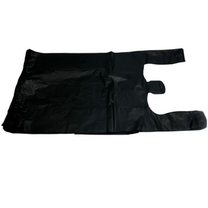 Choice 17 x 8 x 29 .71 Mil Black Heavy-Duty Unprinted Plastic T-Shirt  Bag - 400/Case