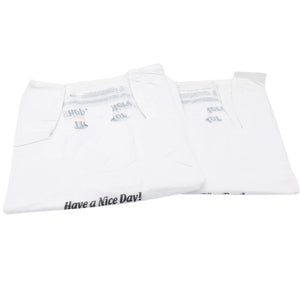 Easy Open - White Happy Face/Smiley Face HDPE T-Shirt Bags - Full Size - 1/6 BBL 12"X7"X22" - 400 Bags - 15 microns - White - HF1272215M-EO - AssurePak