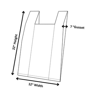 Easy Open - White Happy Face/Smiley Face HDPE T-Shirt Bags - Full Size - 1/6 BBL 12"X7"X22" - 400 Bags - 15 microns - White - HF1272215M-EO - AssurePak